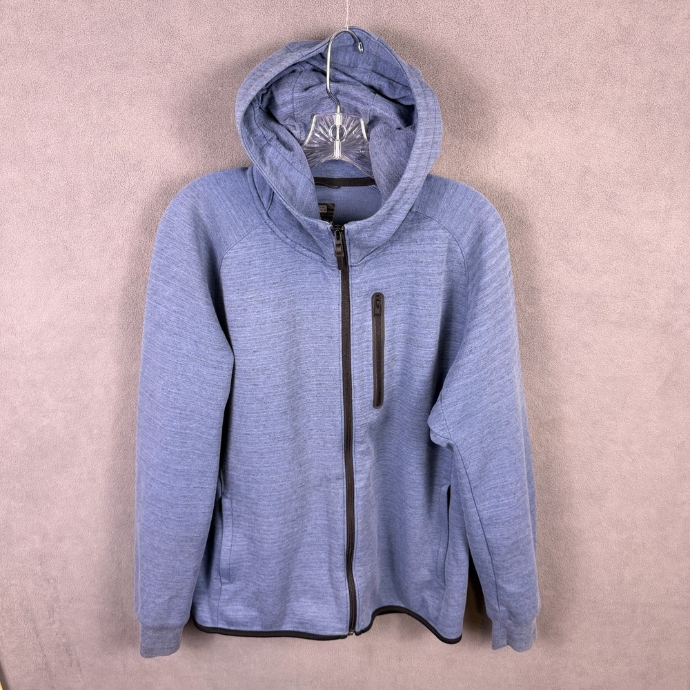 Uniqlo Hoodie Mens Large Stretch Dry Sweat Pullover Sweatshirt Blue Tech Gym